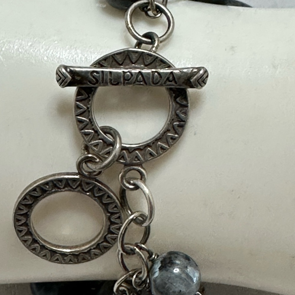 Silpada Sterling Silver cha cha bracelet with gray stones crystals and pearls - Picture 3 of 4